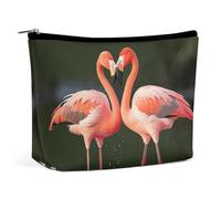 Piccola trousse elegante e spaziosa con fenicotteri che si baciano nel lago, borse per il trucco portatili cernie ra,
