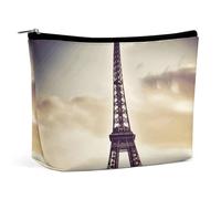 Piccola trousse elegante e spaziosa con la Torre Eiffel, ideale come borsa per il trucco a tema Parigi, astuccio porta