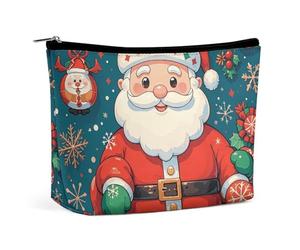 Piccola trousse elegante e spaziosa con motivo natalizio di Babbo Natale, borsetta per il trucco portatile cerni era, astuccio