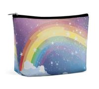 Piccola trousse elegante e spaziosa con stella in cielo arcobaleno, borse per il trucco, pochette portatile cern iera, astuccio