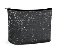 Piccola trousse elegante e spaziosa, nera, scintillante, con cerniera, ideale per trucco, rossetto o come beauty ca se da viaggio,