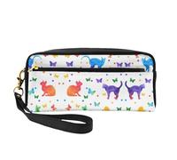 Piccola trousse in pelle con stampa a pois e farfalle, organizer per accessori cosmetici, borsa da viaggio riutilizzabile, Nero , Taglia unica