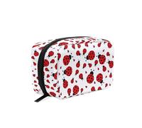 Piccola trousse per cosmetici da viaggio per ragazze e donne, con simpatico gatto in stile cartone animato, beauty case da viaggio con scomparti, beauty case per ragazze e donne, Coccinella 006,