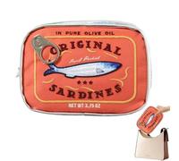 Piccola trousse per cosmetici, in scatola, con sardina, organizer per cosmetici e articoli da toeletta, borsa da viaggio per cosmetici, borsa estetica per la cura della pelle, ombretto, shampoo,