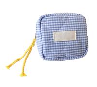 Piccola trousse per il trucco, portatile, con cerniera, per rossetto, portamonete, portamonete, per chiavi 'auto, carte di credito, contanti, rossetti, auricolari, cosmetici, Blu, Refer to