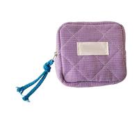 Piccola trousse per il trucco, portatile, con cerniera, per rossetto, portamonete, portamonete, per chiavi 'auto, carte di credito, contanti, rossetti, auricolari, cosmetici, Viola, Refer to