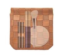 Piccola trousse porta trucchi chiusura automatica collana, Marrone, vedere | Borsa portatile per articoli da toeletta per donne ragazze signore mogli professionisti impegnati viaggi spose palestra