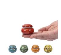 Piccola urna in ceramica per ceneri umane, 4,1 cm, realizzata a mano, bella e minuscola urna per ceneri umane, contiene 3 cm cubici (rosso)