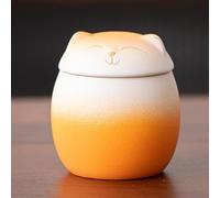 Piccola Urna per Animali Domestici per Ceneri di Gatto, Urna A Forma di Gatto, Urne per Gatti in Ceramica per Ceneri, Urne per Cremazione per Animali Domestici, Urne Commemorative P, Orange, Big