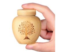 Piccola urna per cenere umana in bambù - Mini ricordo con motivo albero della vita inciso per persone e animali domestici (albero della vita, 1 pezzo)
