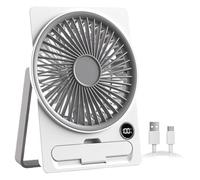 Piccola ventola da scrivania | Ventola di raffreddamento ricaricabile | Diffusione dell'angolo piatto 6 velocità con display LCD per clima caldo soggiorno ufficio camera da letto