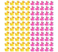 Piccole Anatre Fenicottero, 50pz Fenicottero Mini in Resina + 50pz Anatra Resina Figure in Miniatura Anatra Fenicottero Gialle Mini Decorazioni per Paesaggio Feste Casa delle Bambole
