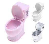 Piccole bambole da toilette con scarico - Accessorio per il bagno della casa delle bambole, meni casa delle bambole per WC | WC Decorazione per casa delle bambole con suono di scarico, Mobili