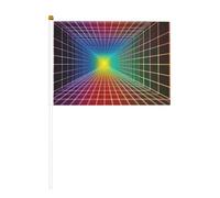 Piccole bandiere a forma di griglia di quadrati colorate arcobaleno, mini bandiere su bastone per feste, attività di squadra, parate, decorazione per le vacanze, confezione da 10