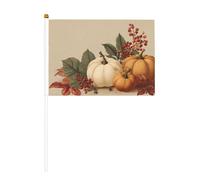 Piccole bandiere a forma di zucca, bacche rosse e foglie autunnali, mini bandiere su bastone per feste, attività di squadra, parate, decorazione per le vacanze, confezione da 10