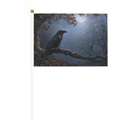 Piccole bandiere a mano con corvo sul ramo di quercia, mini bandiere su bastone per feste, attività di squadra, sfilate, decorazione per le vacanze, confezione da 10