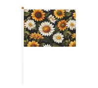 Piccole bandiere a mano con girasoli e margherite, mini bandiere su bastone per feste, attività di squadra, parate, decorazione per le vacanze, confezione da 10