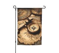 Piccole bandiere con bussola e vecchia mappa del mondo per cortile giardino bandiera spessa per portici prati resistenti allo sbiadimento
