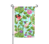 Piccole bandiere con fenicottero e fiori d'amore per cortile e giardino, spesse per portici e prati, resistenti allo sbiadimento