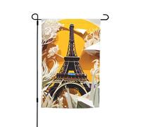 Piccole bandiere con stampa Torre Eiffel di Parigi, per cortile, giardino, spesso per portici e prati, resistenti allo sbiadimento