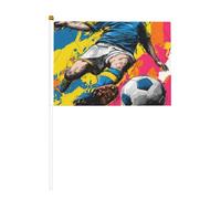 Piccole bandiere da tenere in mano, con scena di calcio, pop art, mini bandiere su bastone, per feste, attività di squadra, parate, decorazione per le vacanze, confezione da 10