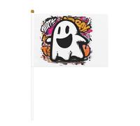 Piccole bandiere da tenere in mano in stile graffiti, mini bandiere su bastone per feste, attività di squadra, parate, decorazione per le vacanze, confezione da 10