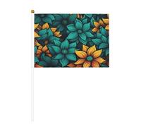 Piccole bandiere gialle e blu con girasoli su bastoncini, resistenti, 14 x 20 cm, mini bandiere per cortile, giardino e decorazioni esterne, confezione da 6 e 12 pezzi