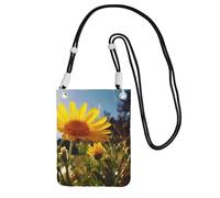 Piccole borse a tracolla da donna borsa per telefono cellulare borsa impermeabile borsa per telefono giallo fiore sotto il sole borsette marsupio nero, taglia unica