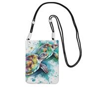 Piccole borse a tracolla da donna borsa per telefono cellulare impermeabile borsa per telefono due tartarughe acquerello splash portafoglio borsellini marsupio, nero, taglia unica