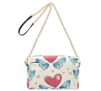 Piccole borse a tracolla da donna in pelle vegana borsa casual a tracolla con zip borse a tracolla da donna Ed cuore con ali blu