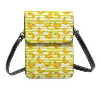 Piccole borse a tracolla per donne, banane in pelle su una borsa a tracolla per telefono cellulare a righe
