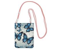 Piccole borse a tracolla per le donne borsa del telefono cellulare borsa impermeabile blu farfalla portafoglio borse marsupio