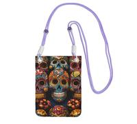 Piccole borse a tracolla per le donne borsa del telefono cellulare borsa impermeabile borsa del telefono colorato teschi di zucchero borse portafogli marsupio