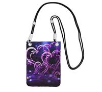 Piccole borse a tracolla per le donne borsa del telefono cellulare borsa impermeabile borsa del telefono alla moda viola cuori portafoglio borse marsupio