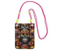 Piccole borse a tracolla per le donne borsa del telefono cellulare borsa impermeabile borsa del telefono colorato teschi di zucchero borse portafogli marsupio