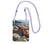 Piccole borse a tracolla per le donne borsa del telefono cellulare borsa impermeabile del telefono borsa colorata stella marina sulla spiaggia borse del portafoglio marsupio