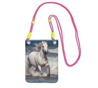 Piccole borse a tracolla per le donne borsa del telefono cellulare borsa impermeabile del telefono del cavallo bianco che corre sul mare Borse del raccoglitore Fanny Pack