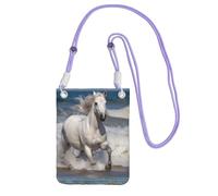 Piccole borse a tracolla per le donne borsa del telefono cellulare borsa impermeabile del telefono del cavallo bianco che corre sul mare Borse del raccoglitore Fanny Pack