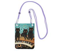 Piccole borse a tracolla per le donne borsa del telefono cellulare borsa impermeabile del telefono Gatti sdraiati sul pianoforte tastiera Portafoglio Borse Fanny Pack