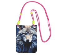 Piccole borse a tracolla per le donne borsa del telefono cellulare borsa impermeabile del telefono testa di lupo su sfondo blu borse portafoglio marsupio