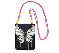 Piccole borse a tracolla per le donne borsa del telefono cellulare borsa impermeabile del telefono Una farfalla in bianco e nero portafoglio borse Fanny Pack, fucusia, taglia unica