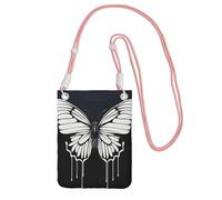 Piccole borse a tracolla per le donne borsa del telefono cellulare borsa impermeabile del telefono Una farfalla in bianco e nero Portafoglio Borse Fanny Pack