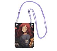 Piccole borse a tracolla per le donne borsa del telefono cellulare borsa impermeabile del telefono Una ragazza che ama i gatti Portafoglio Borse Fanny Pack