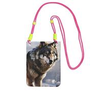Piccole borse a tracolla per le donne borsa del telefono cellulare borsa impermeabile del telefono Un lupo in piedi in una neve portafoglio borse Fanny Pack