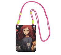 Piccole borse a tracolla per le donne borsa del telefono cellulare borsa impermeabile del telefono Una ragazza che ama i gatti Portafoglio Borse Fanny Pack