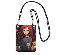 Piccole borse a tracolla per le donne borsa del telefono cellulare borsa impermeabile del telefono Una ragazza che ama i gatti Portafoglio Borse Fanny Pack