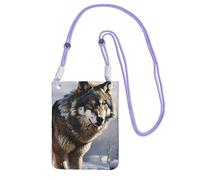 Piccole borse a tracolla per le donne borsa del telefono cellulare borsa impermeabile del telefono Un lupo in piedi in una neve portafoglio borse Fanny Pack, viola, taglia unica
