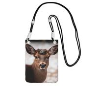 Piccole borse a tracolla per le donne borsa del telefono cellulare mini borsa a tracolla animali selvatici cervi borse telefono cellulare portafoglio, nero, Taglia unica