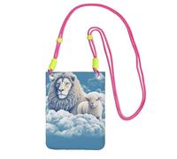 Piccole borse a tracolla per le donne borsa del telefono cellulare mini portafoglio del cellulare agnello con un leone sulle nuvole borsa del telefono cellulare
