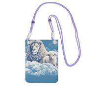 Piccole borse a tracolla per le donne borsa del telefono cellulare mini portafoglio del cellulare agnello con un leone sulle nuvole borsa del telefono cellulare
